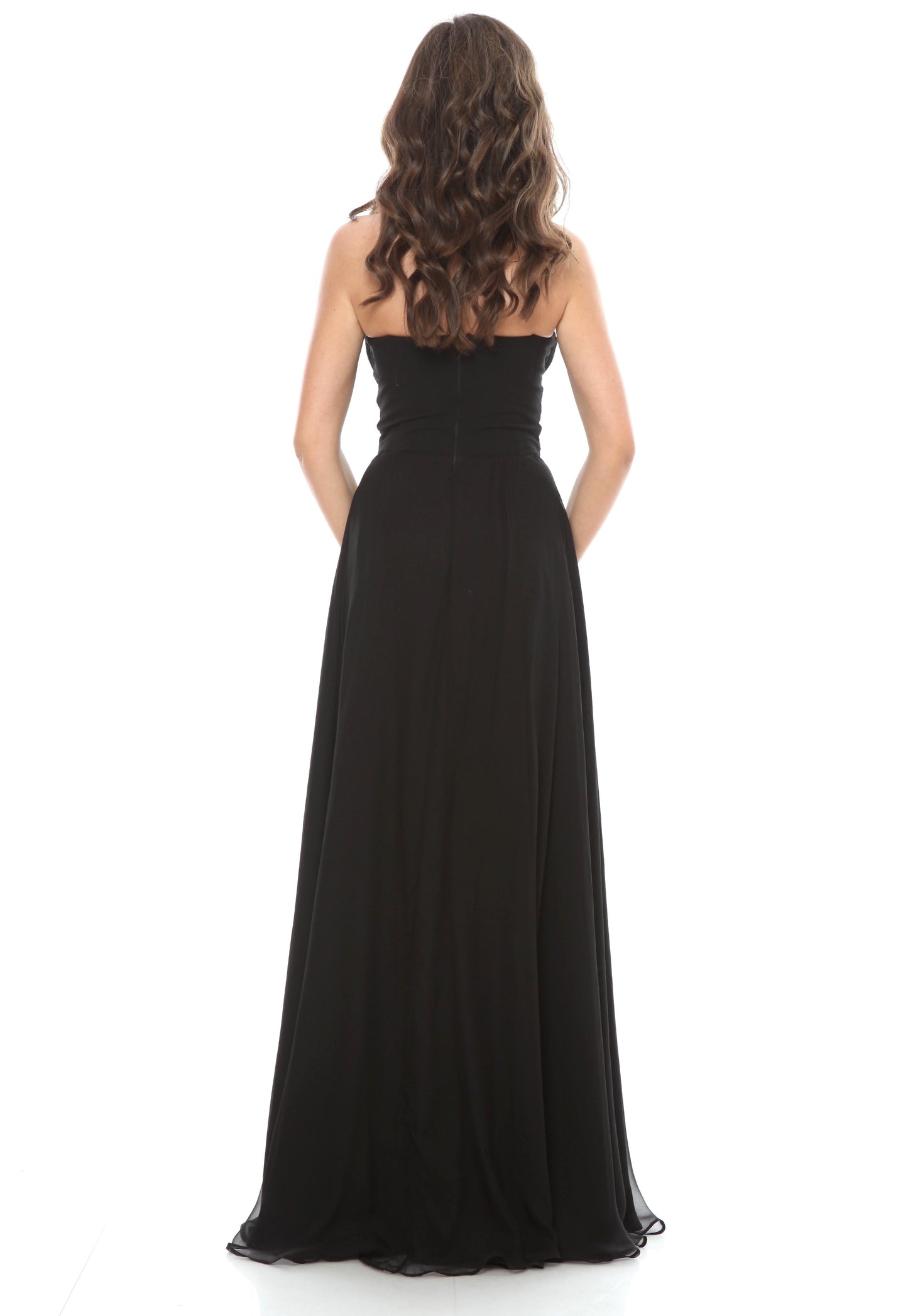 Rochie din matase neagra cu bust corset