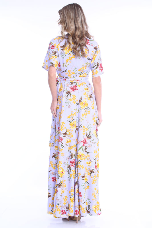 Rochie petrecuta maxi din vascoza cu imprimeu