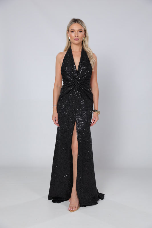 Rochie Sienna maxi din jerseu cu paiete negru