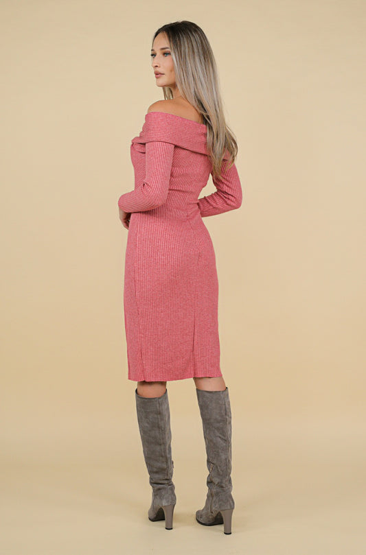 Rochie Tuscany rose midi din jerseu