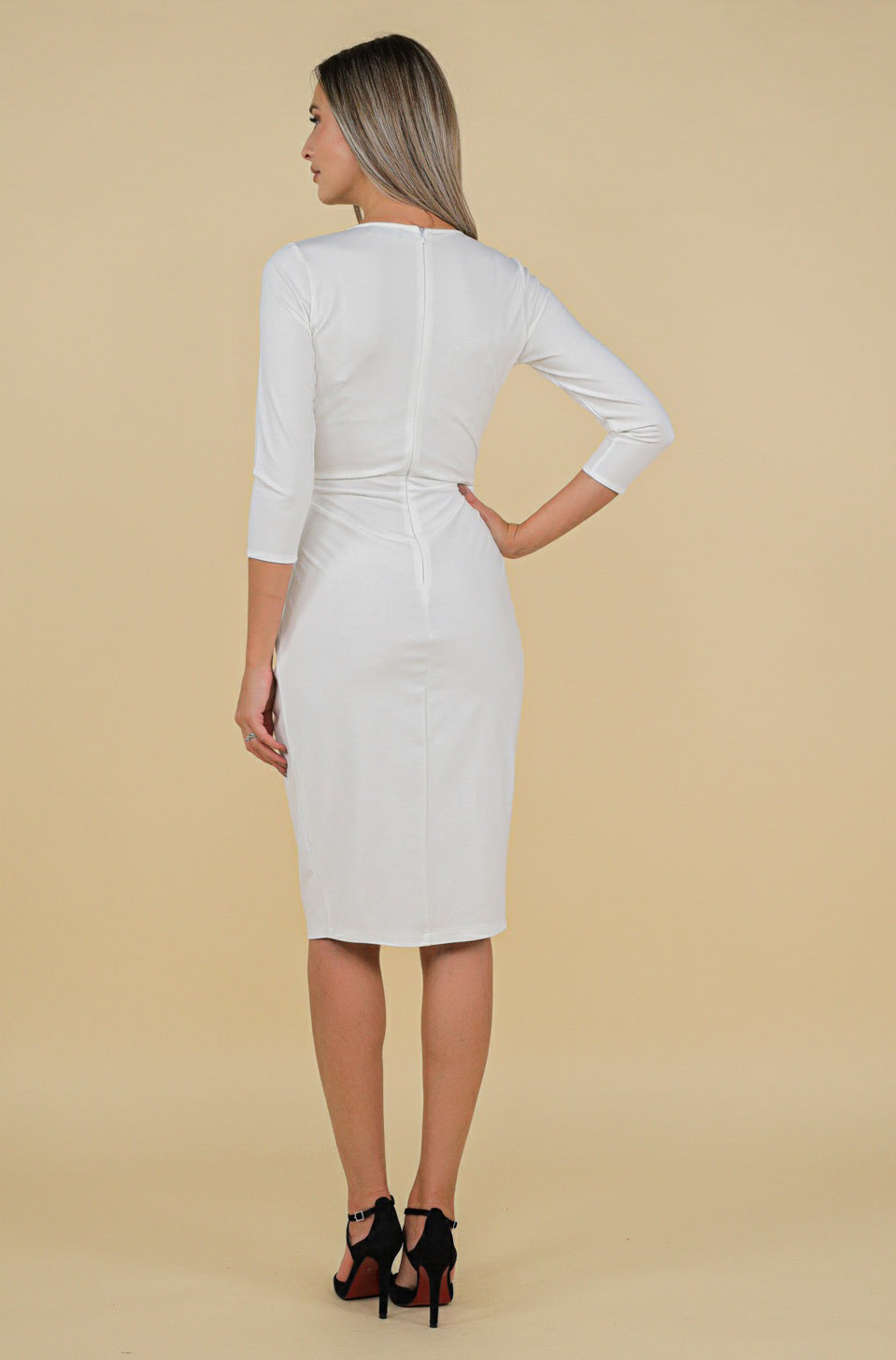 Rochie petrecuta alba midi din jerseu