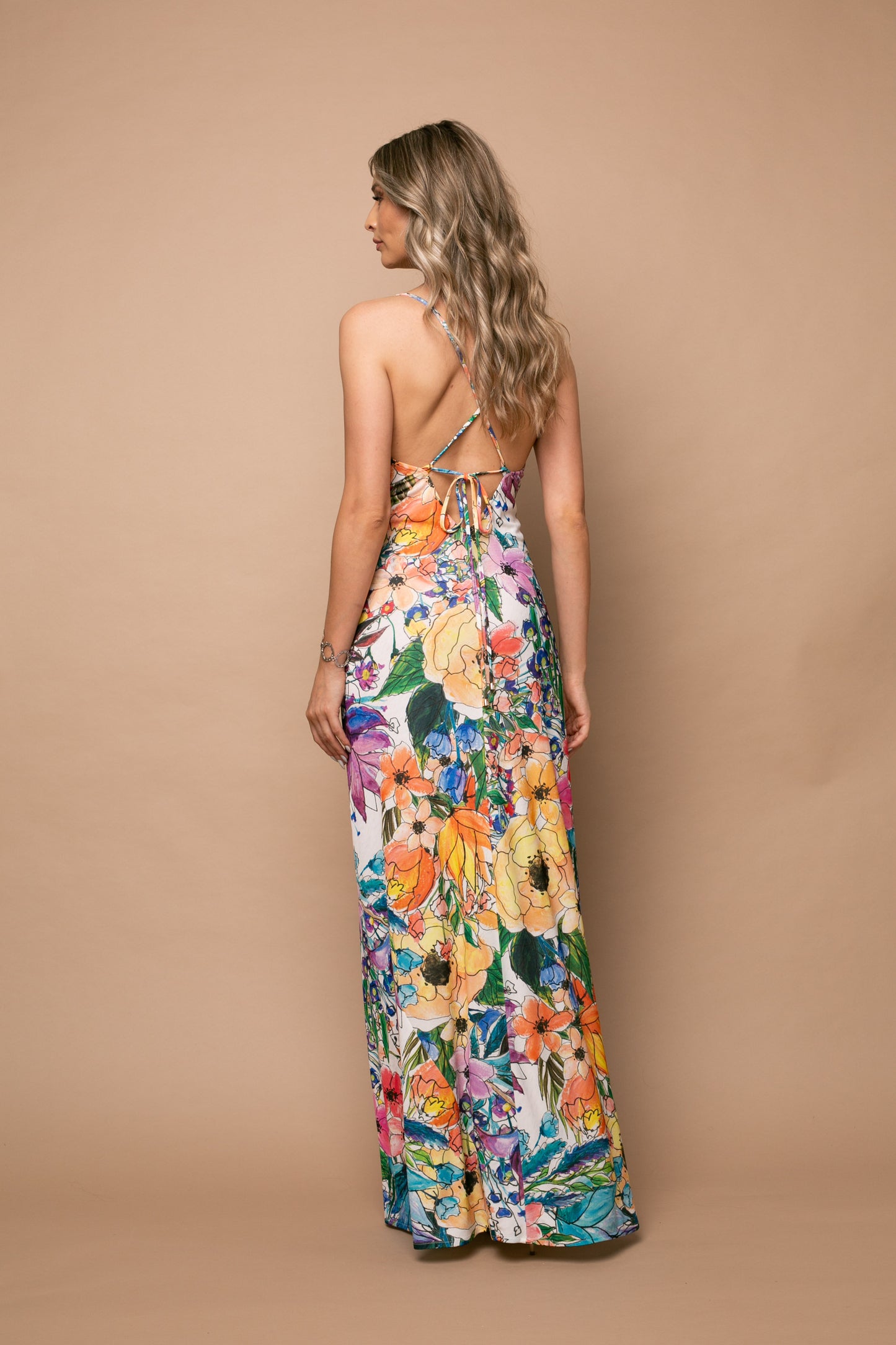 Rochie Maxi din Jerseu Tulum cu Print Marseille