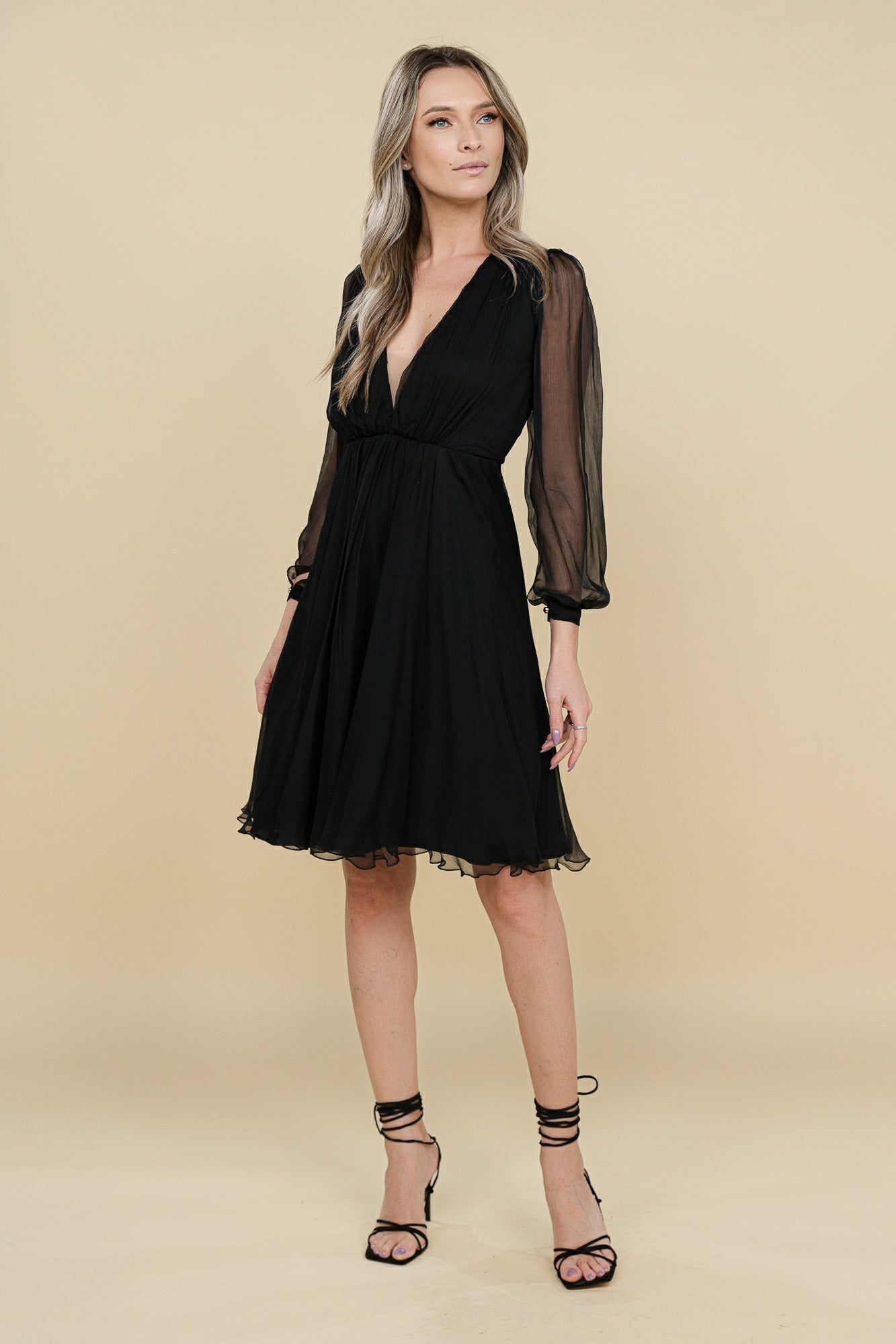 Rochie clos midi neagra din matase