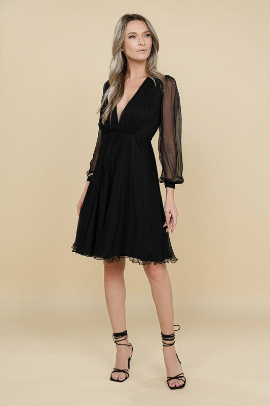 Rochie clos midi neagra din matase