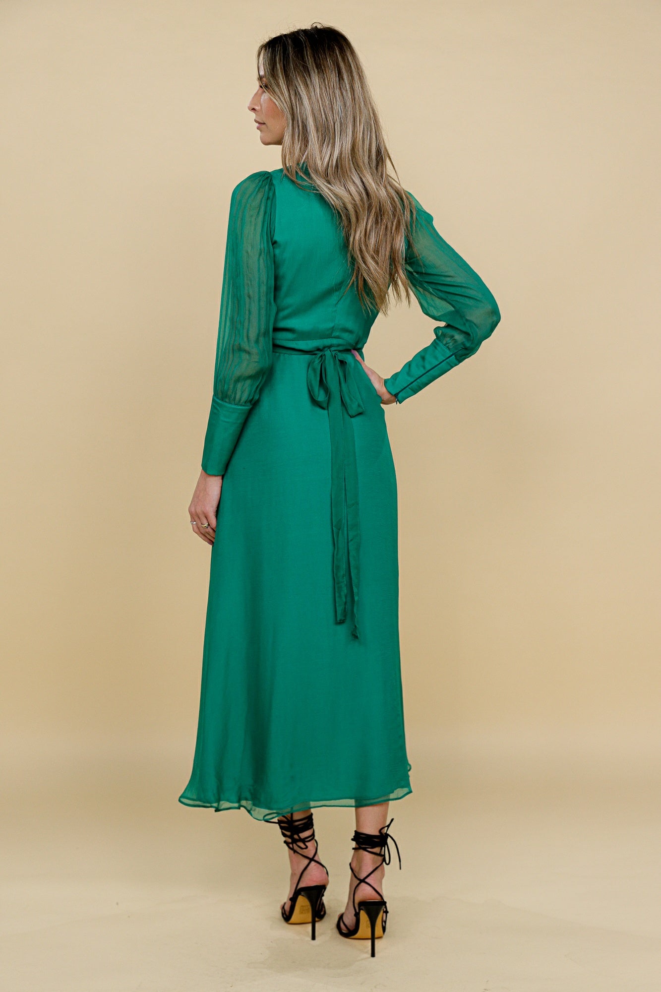 Rochie Chianti verde petrecuta din matase