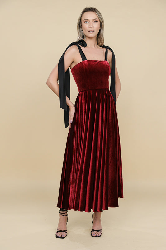 Rochie burgundy din catifea