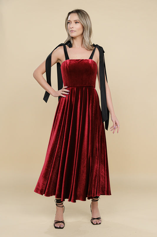 Rochie burgundy din catifea