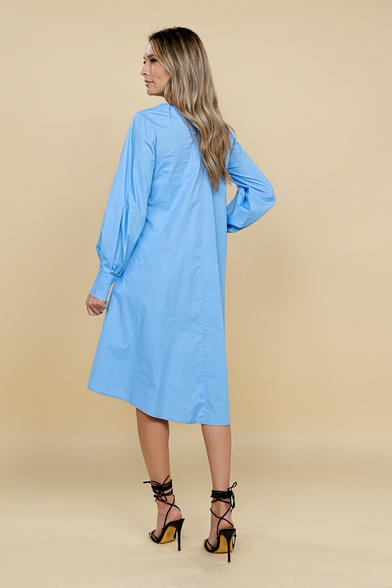 Rochie stil camasa albastra din bumbac