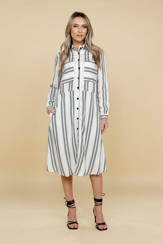 Rochie camasa midi cu dungi