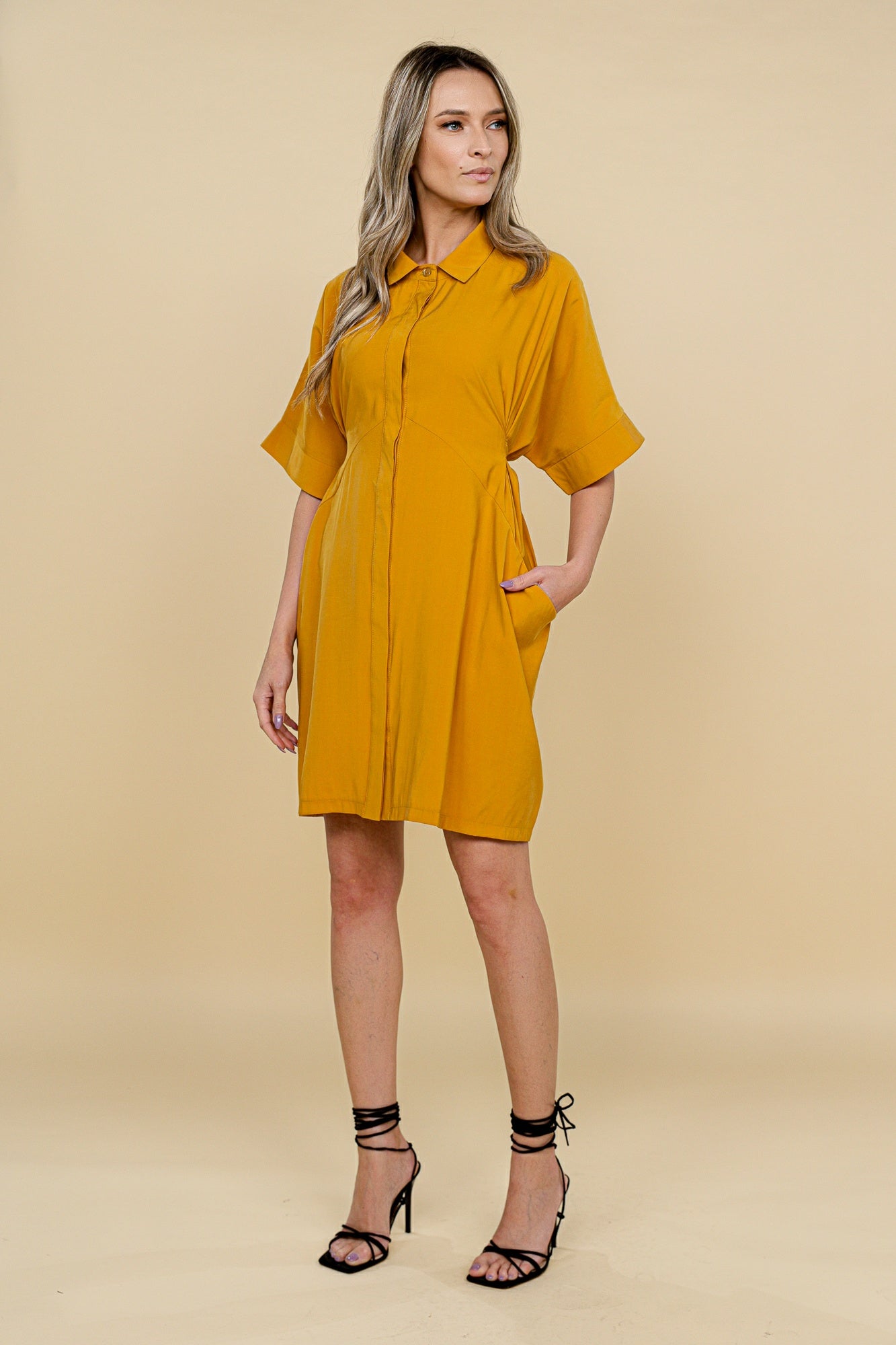 Rochie kimono galben mustar