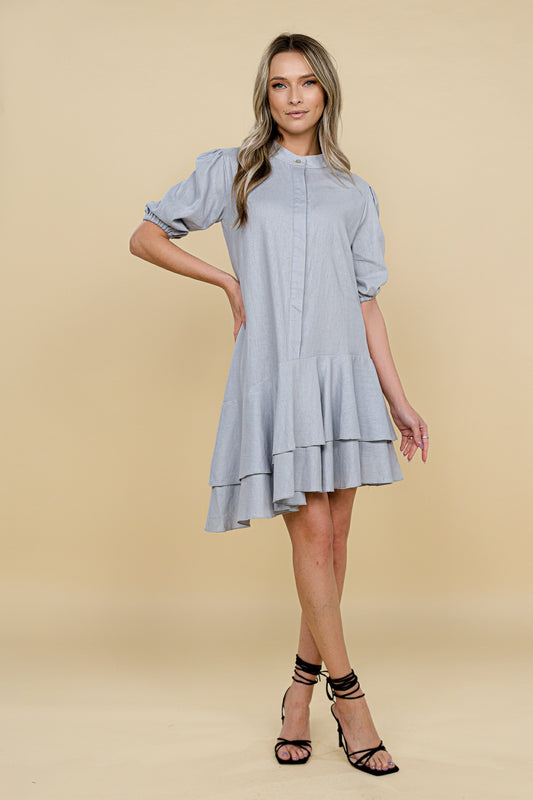 Rochie midi asimetrica clos din in gri