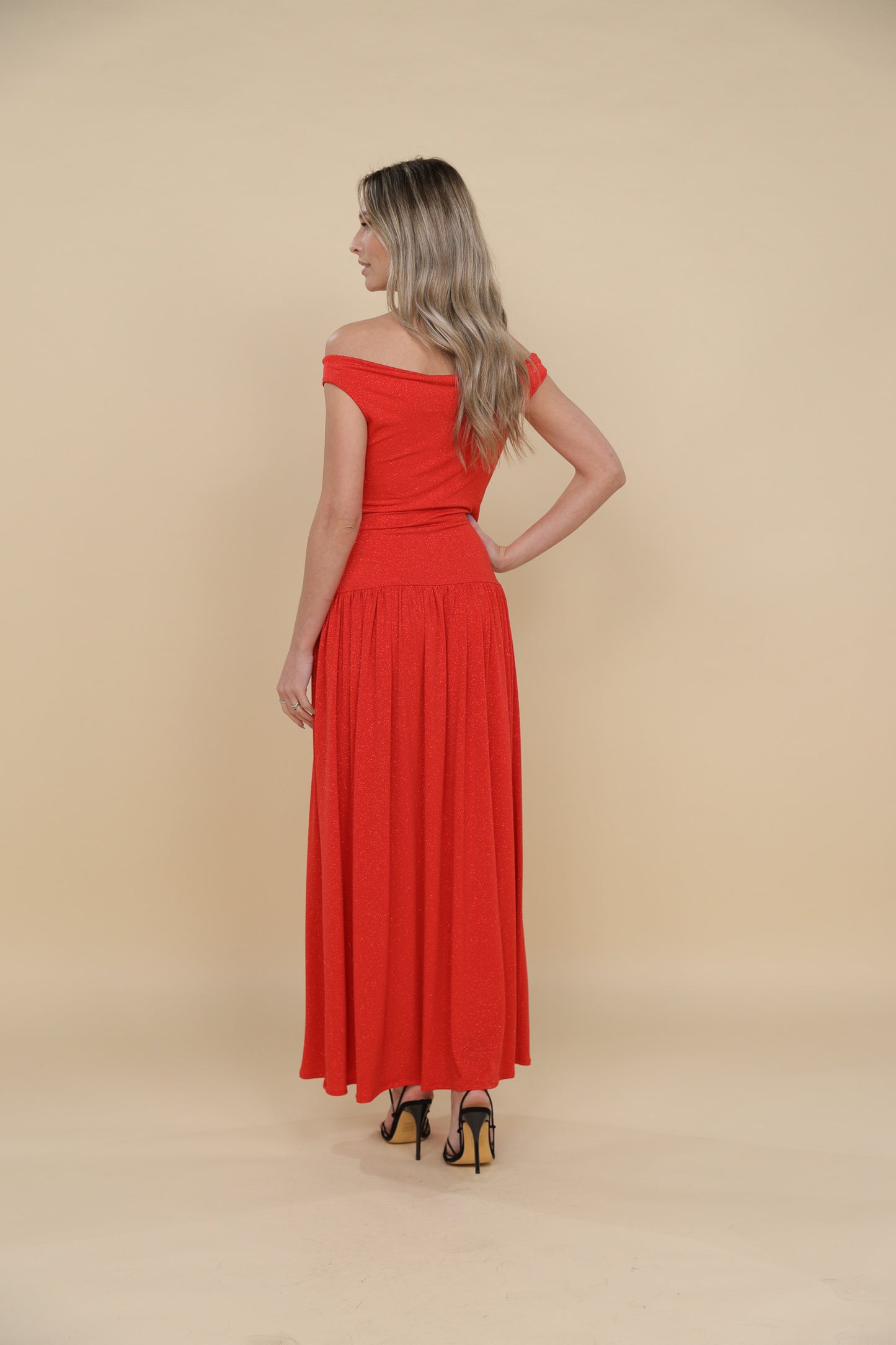 Rochie Venice rosie cu floare aplicata