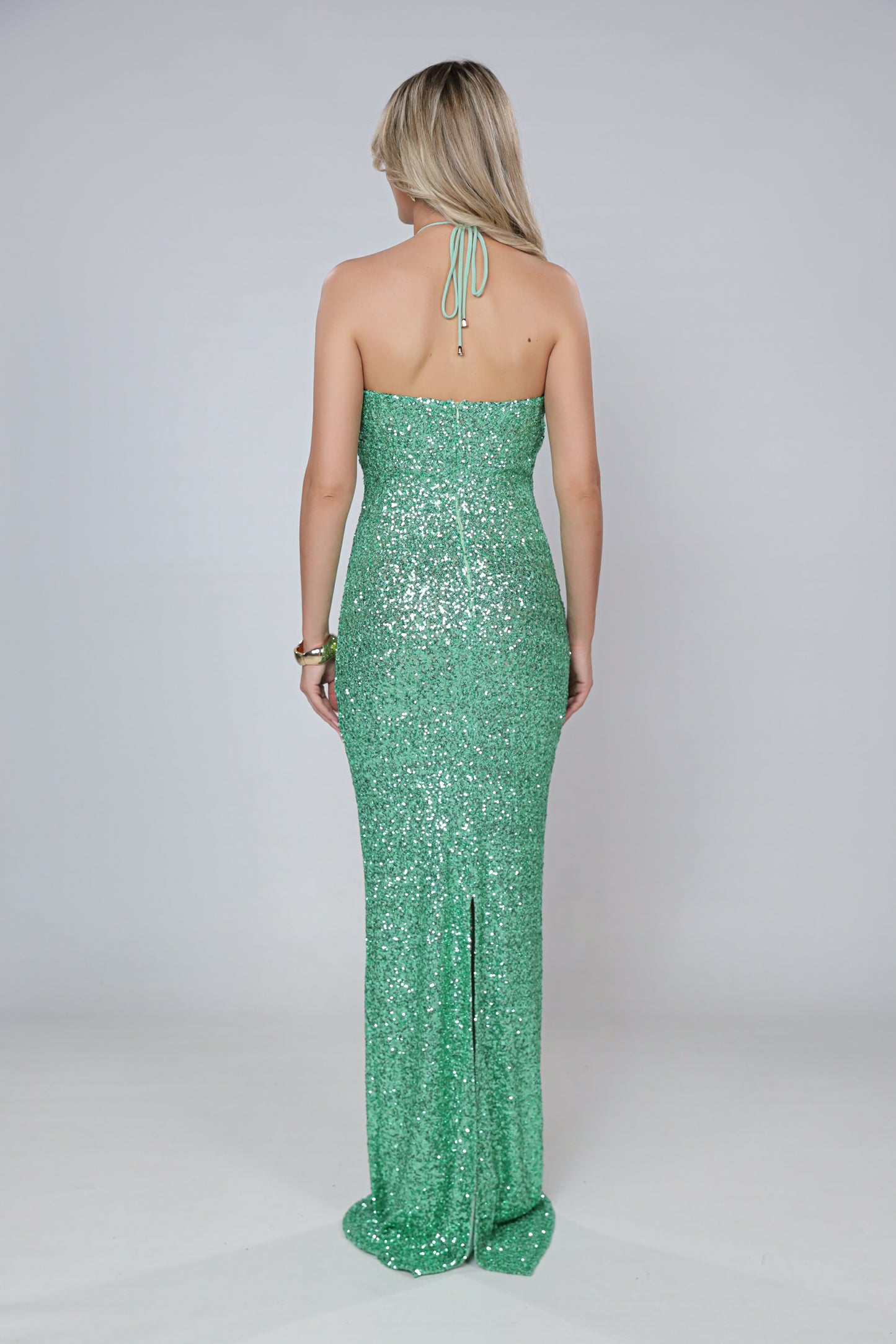 Rochie maxi Jennifer din paiete mint