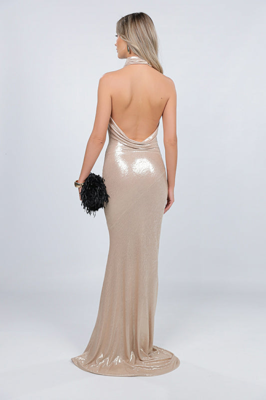 Rochie Capri maxi aurie