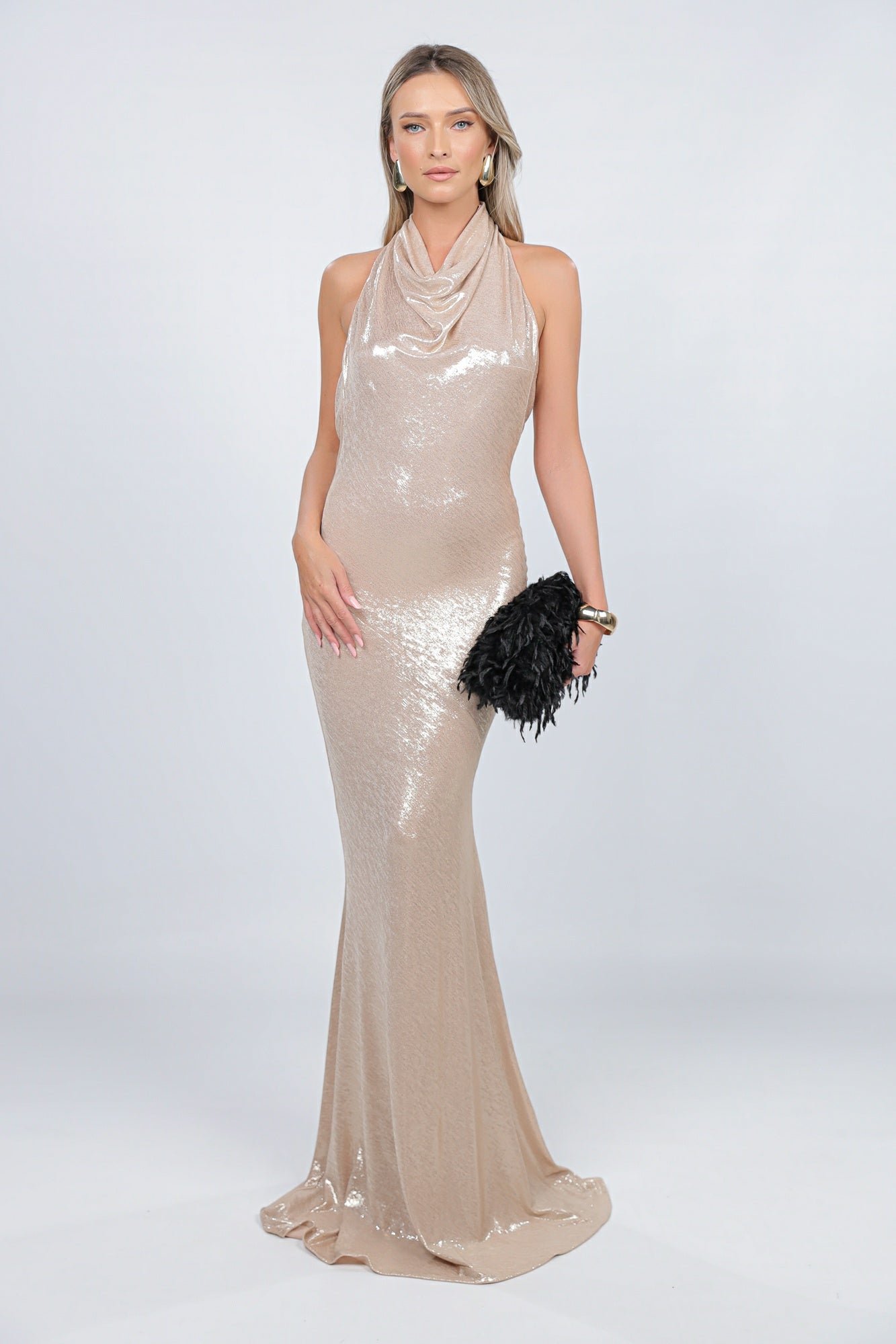 Rochie Capri maxi aurie