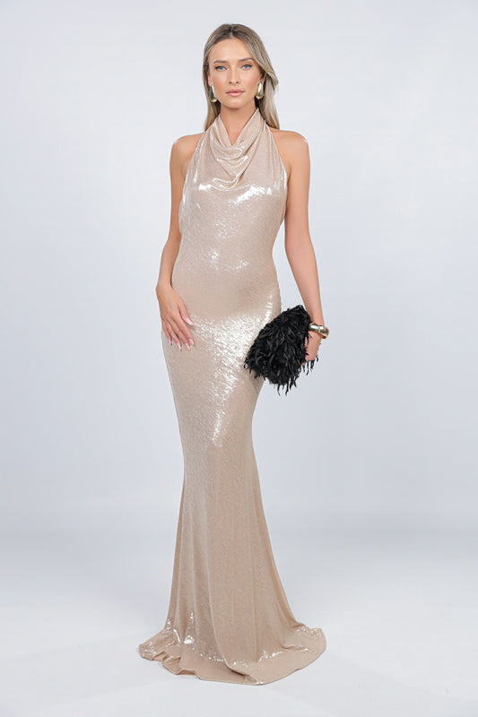 Rochie Capri maxi aurie