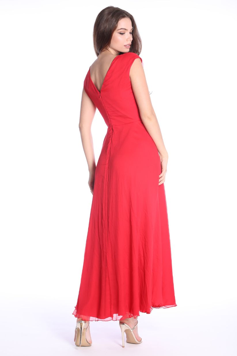 Rochie Rome rosie din matase