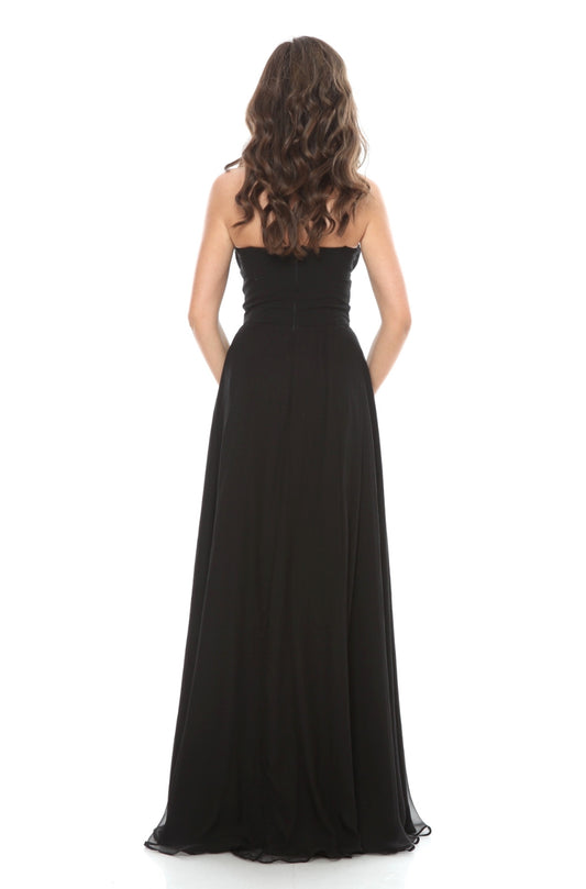Rochie din matase neagra cu bust corset