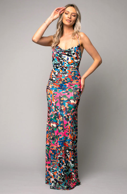 Rochie Maxi din Jerseu Tulum cu Print Barcelona