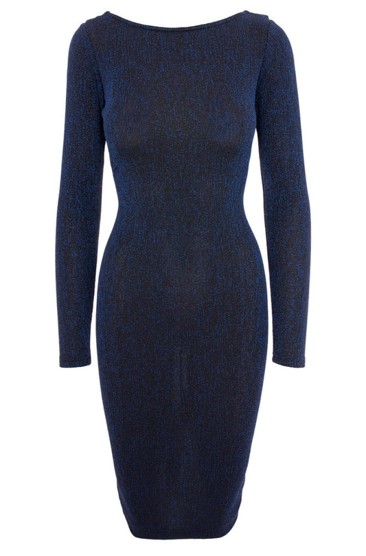 Rochie Ibiza midi bleumarin cu spate gol