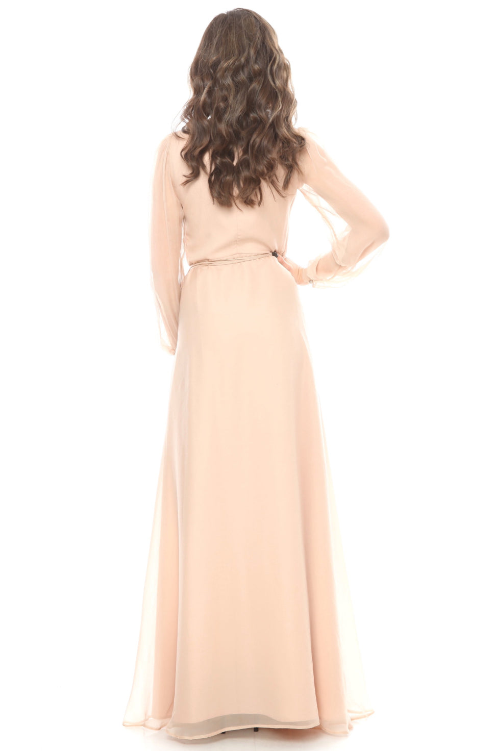 Rochie creme petrecuta maxi din matase Chianti