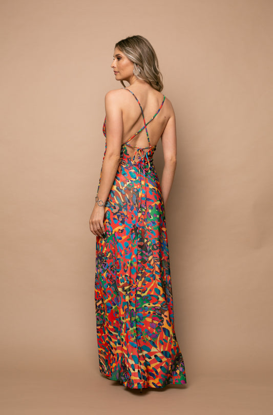 Rochie Maxi din Jerseu Tulum cu Print Gaudi