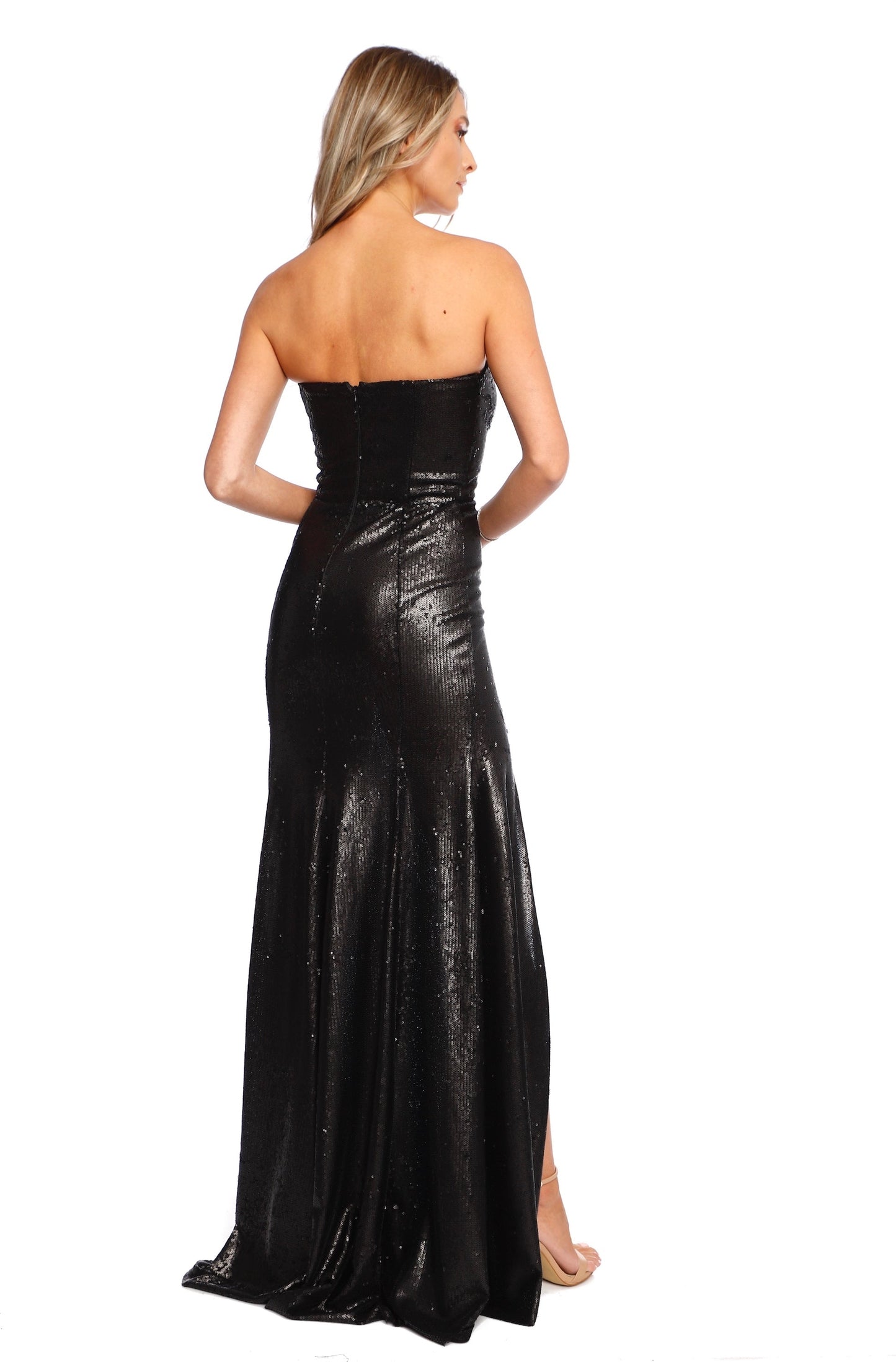 Rochie lunga neagra din paiete Cannes