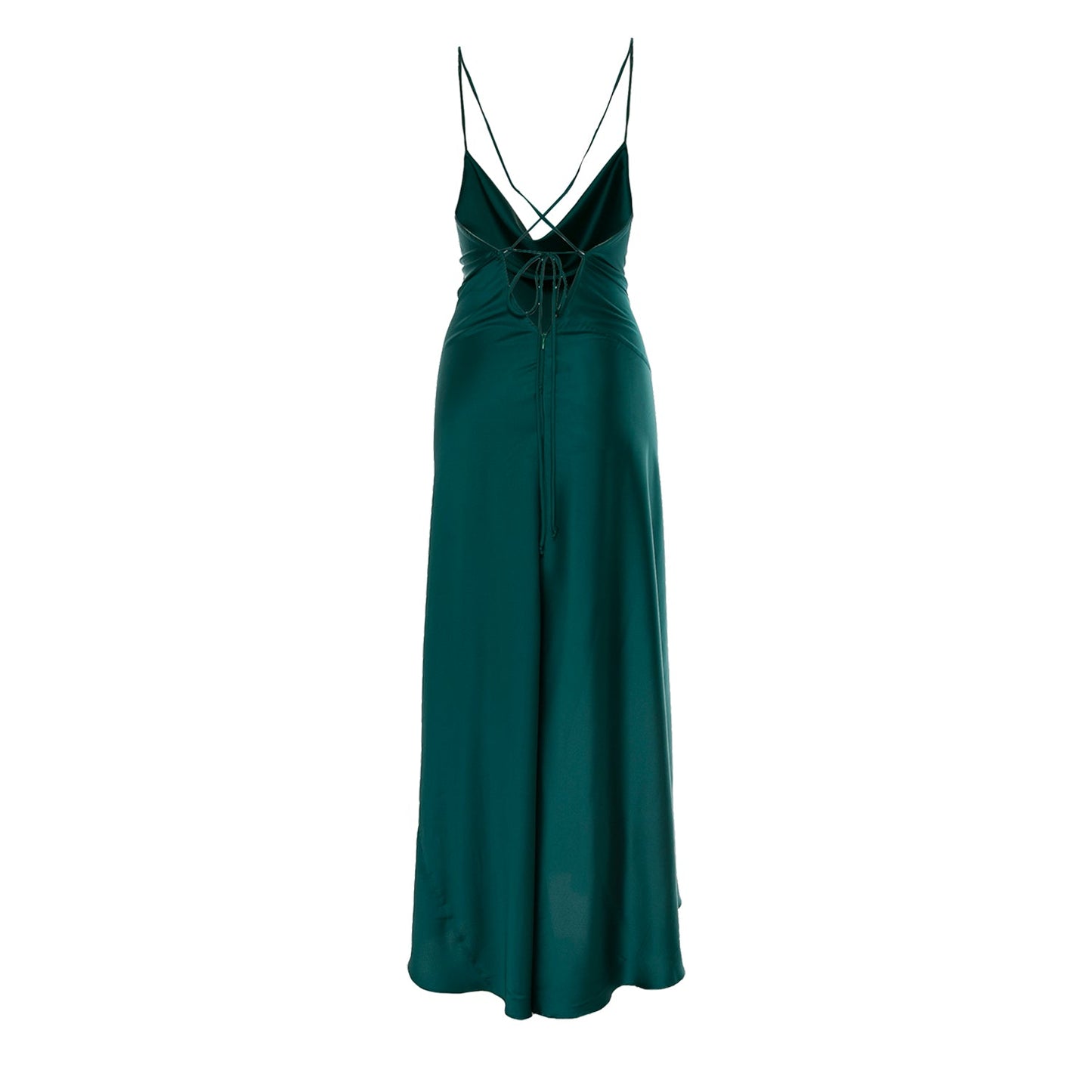 Rochie lunga verde din satin Tulum
