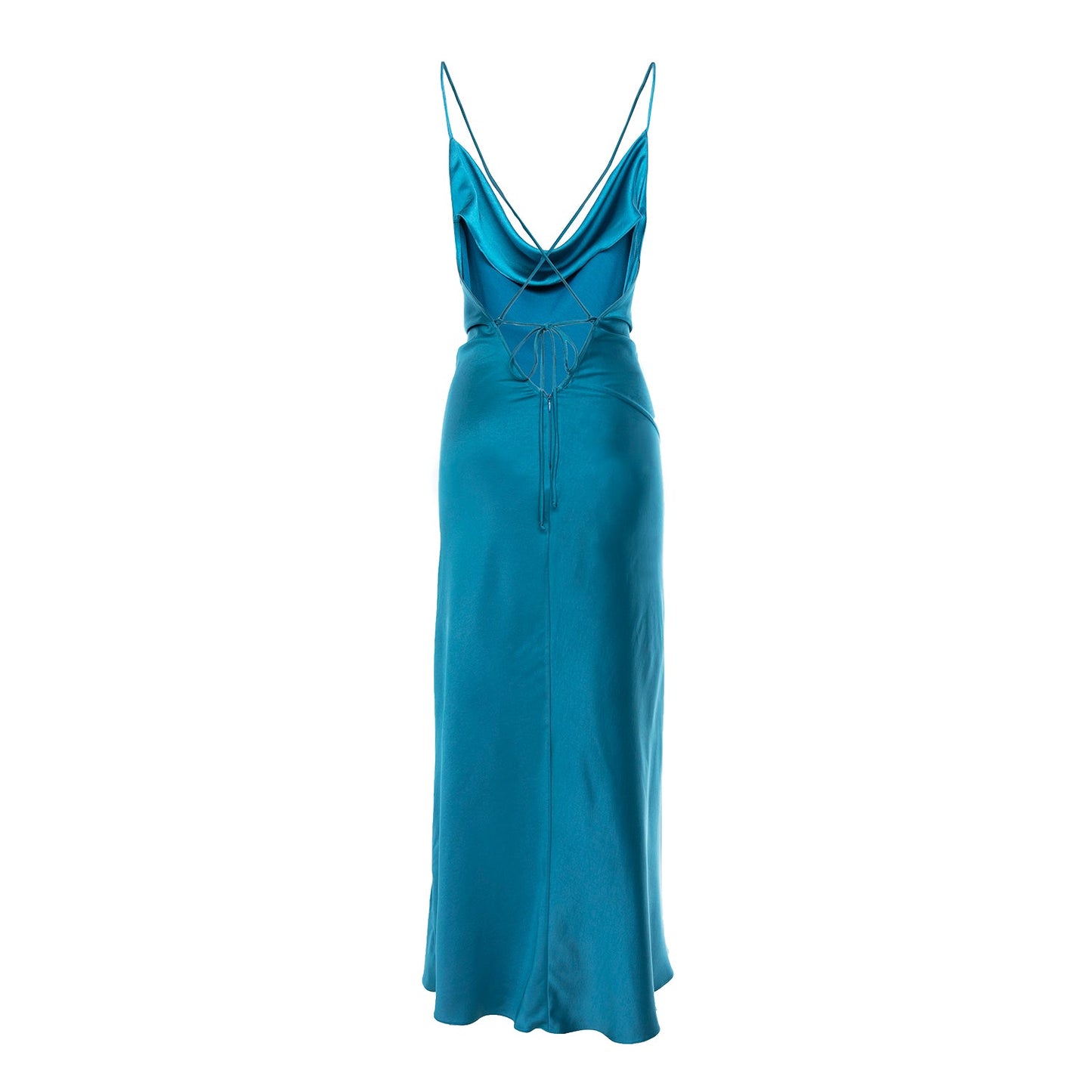 Rochie lunga din satin Turquoise Tulum