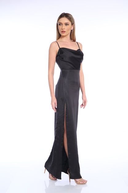 Rochie maxi din satin negru