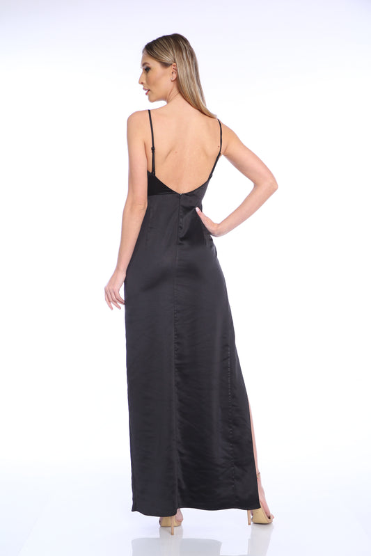 Rochie maxi din satin negru