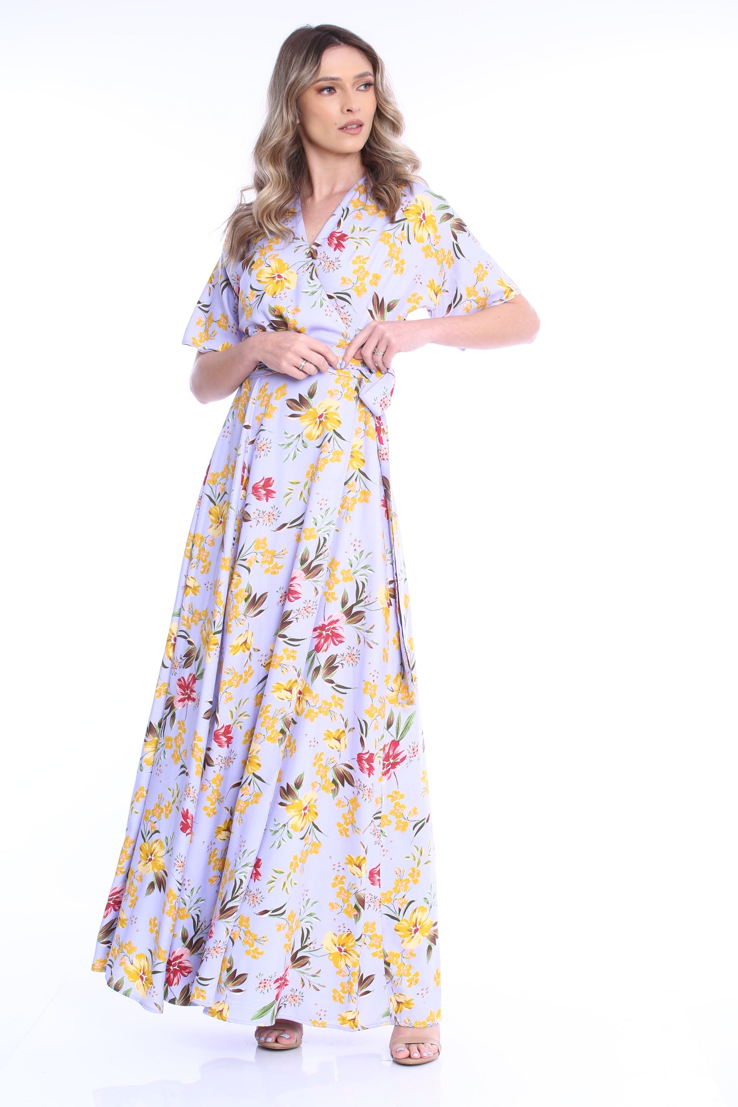 Rochie petrecuta maxi din vascoza cu imprimeu