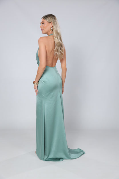 Rochie Sienna maxi din satin mint