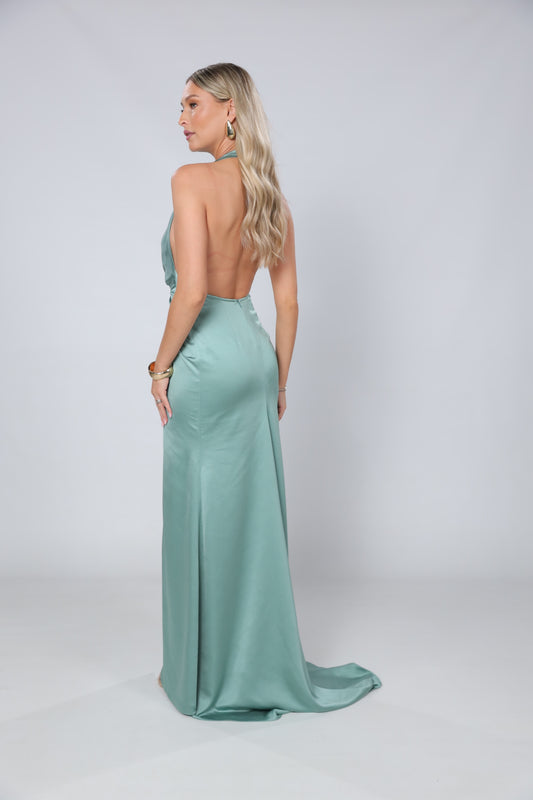 Rochie Sienna maxi din satin mint