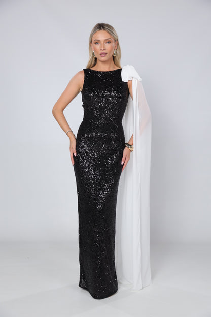 Rochie maxi Kylie neagra din paiete