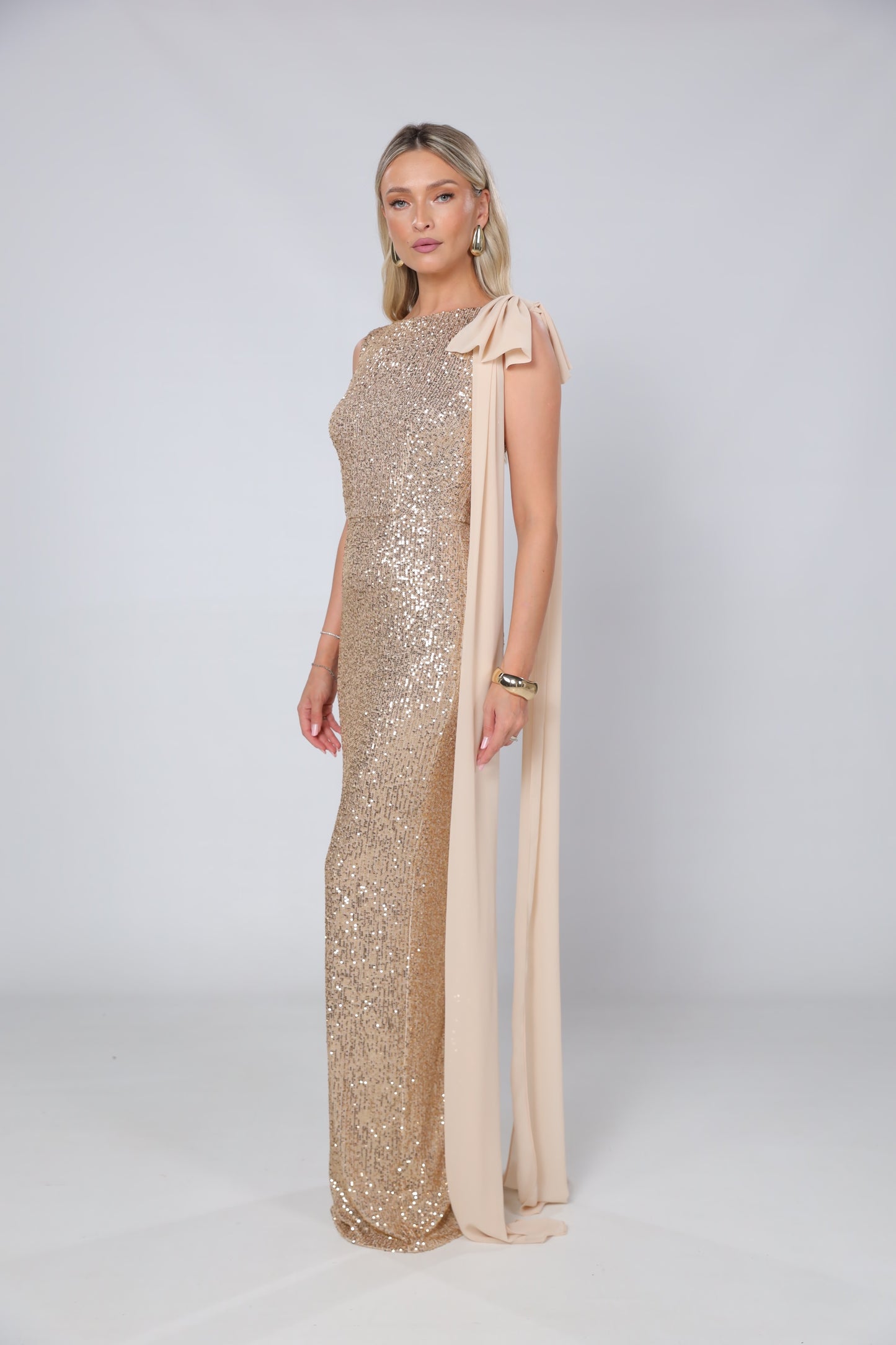 Rochie maxi Kylie din paiete aurii
