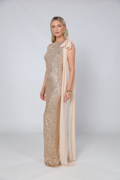 Rochie maxi Kylie din paiete aurii
