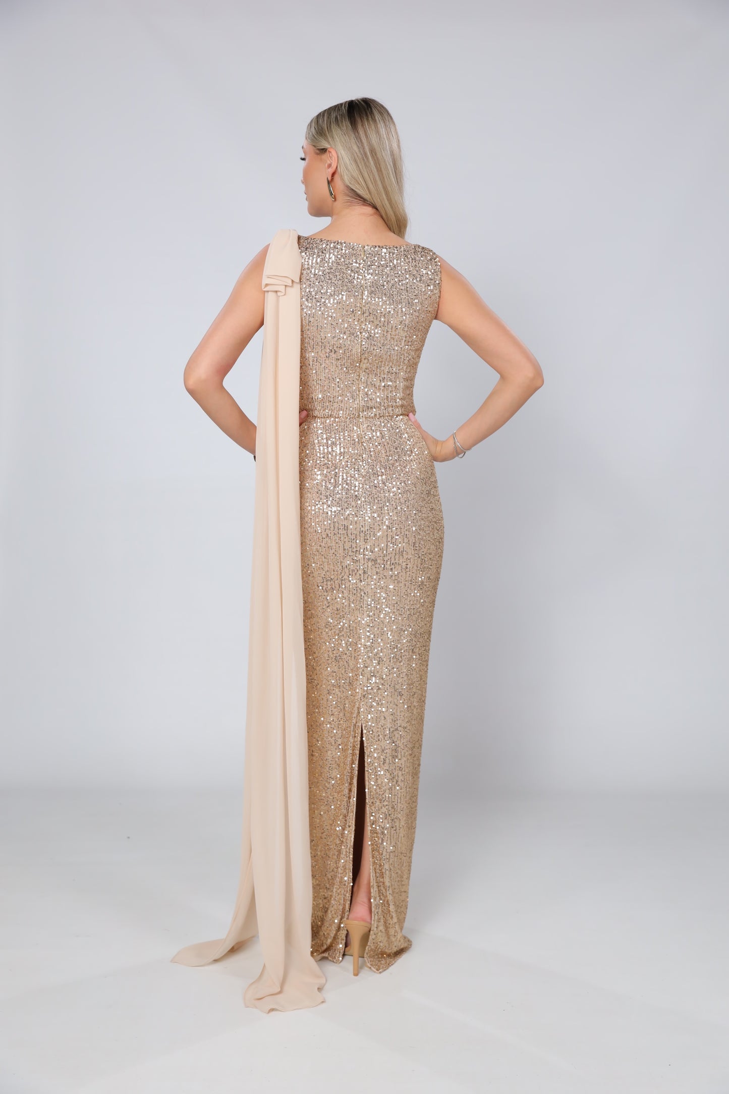 Rochie maxi Kylie din paiete aurii