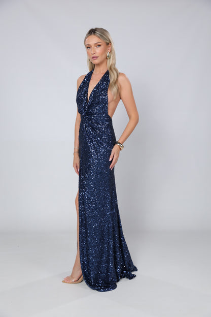 Rochie Sienna maxi din paiete bleumarin