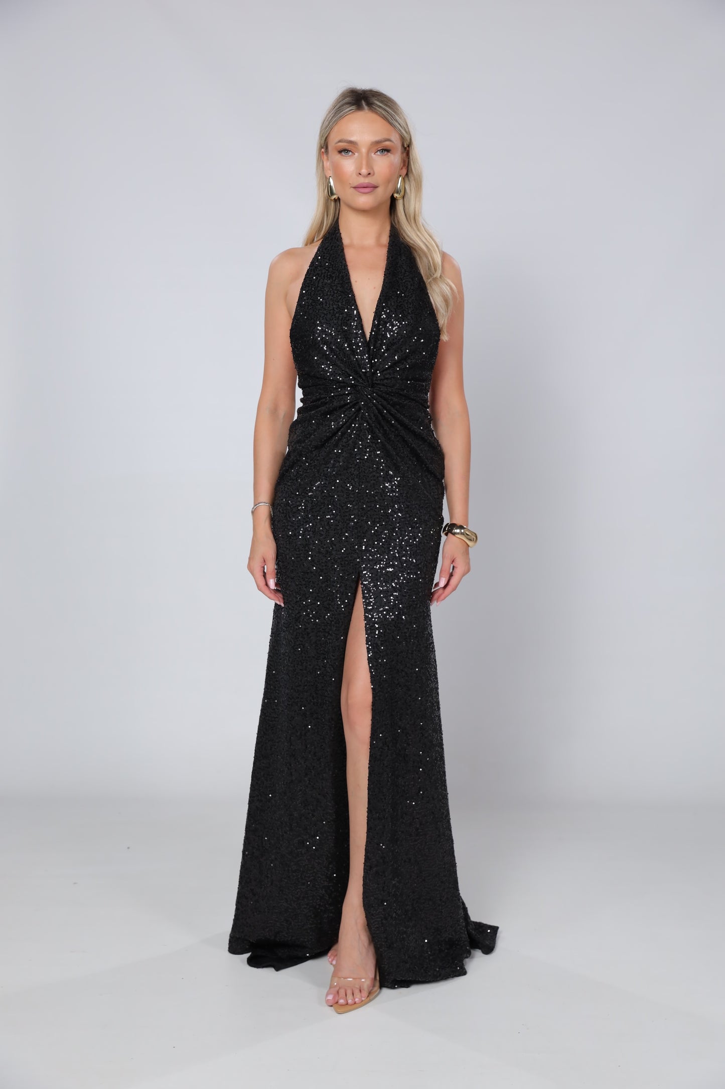 Rochie Sienna maxi din jerseu cu paiete negru