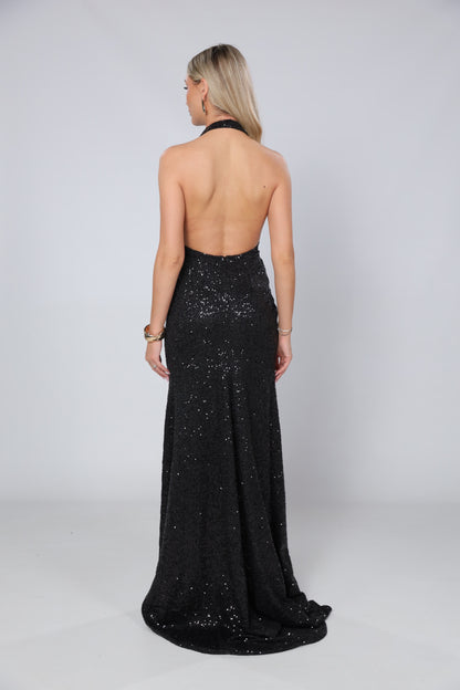 Rochie Sienna maxi din jerseu cu paiete negru