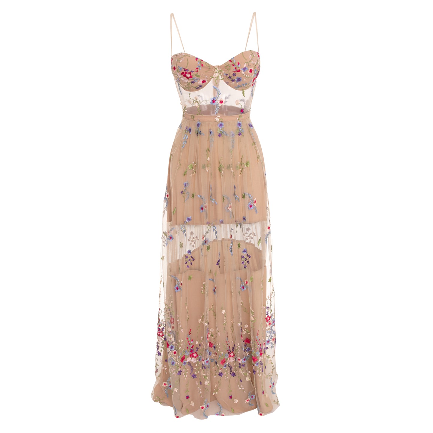Rochie maxi din tulle cu broderie