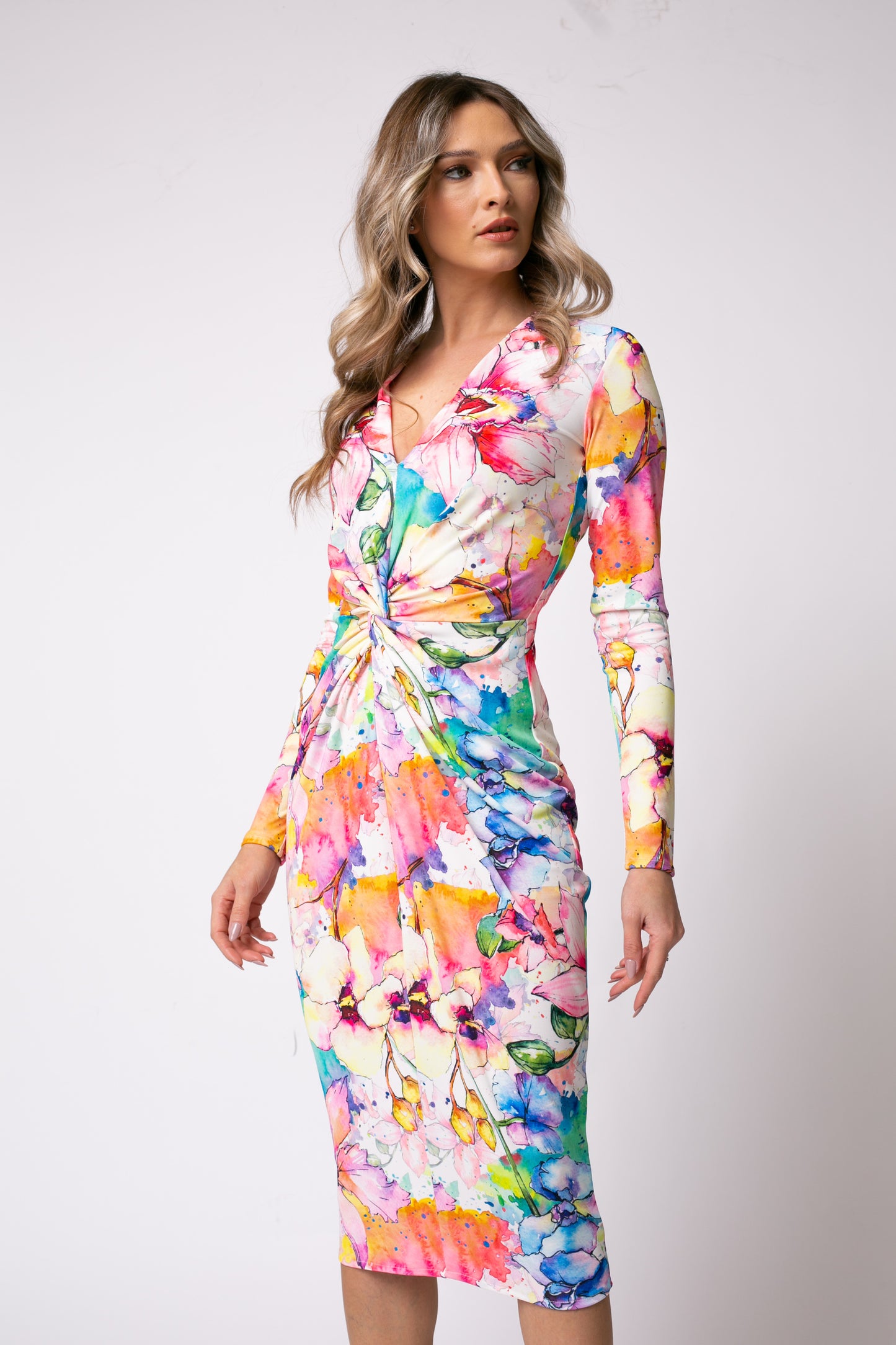 Rochie midi Mallorca cu print Provence