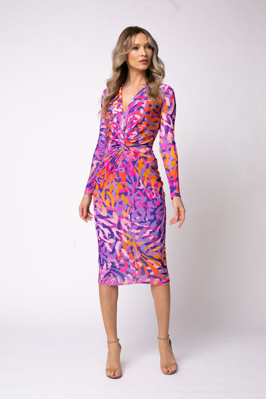 Rochie midi Mallorca cu print Coachella