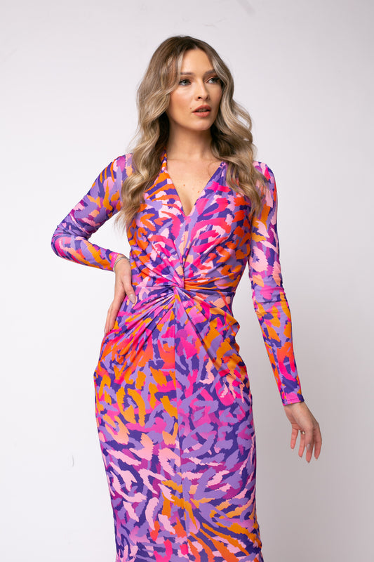 Rochie midi Mallorca cu print Coachella