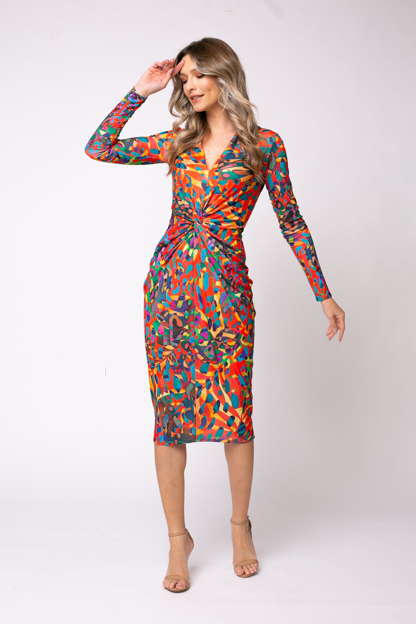 Rochie midi Mallorca cu print Gaudi