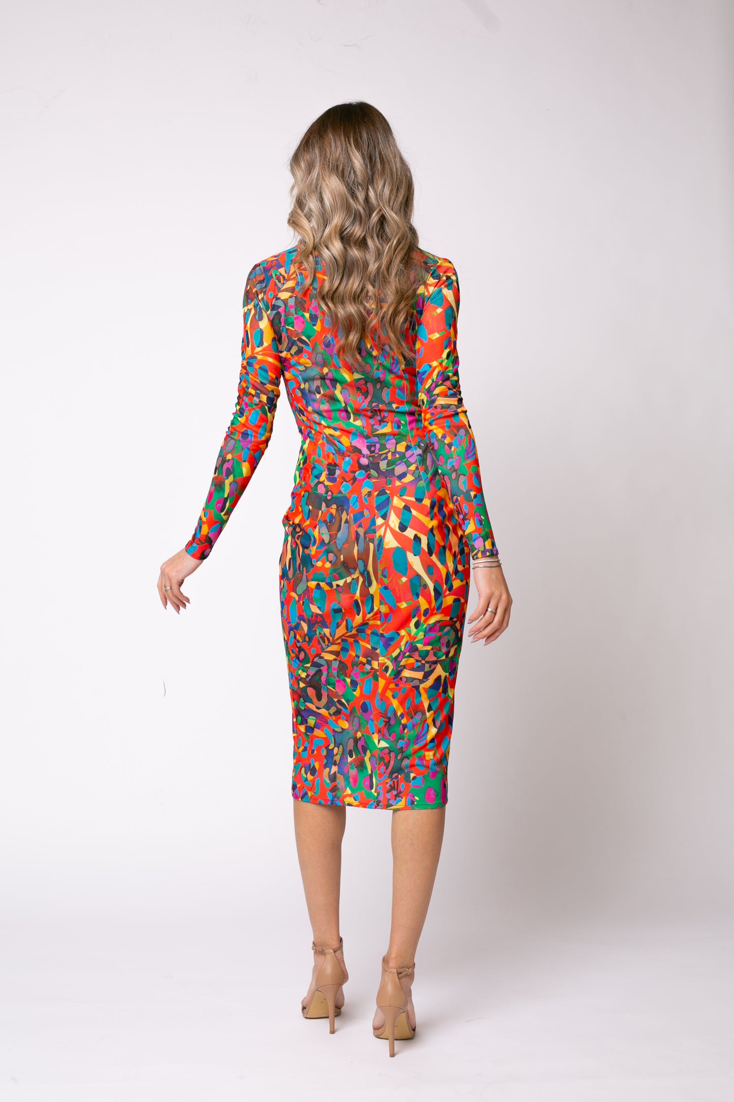 Rochie midi Mallorca cu print Gaudi