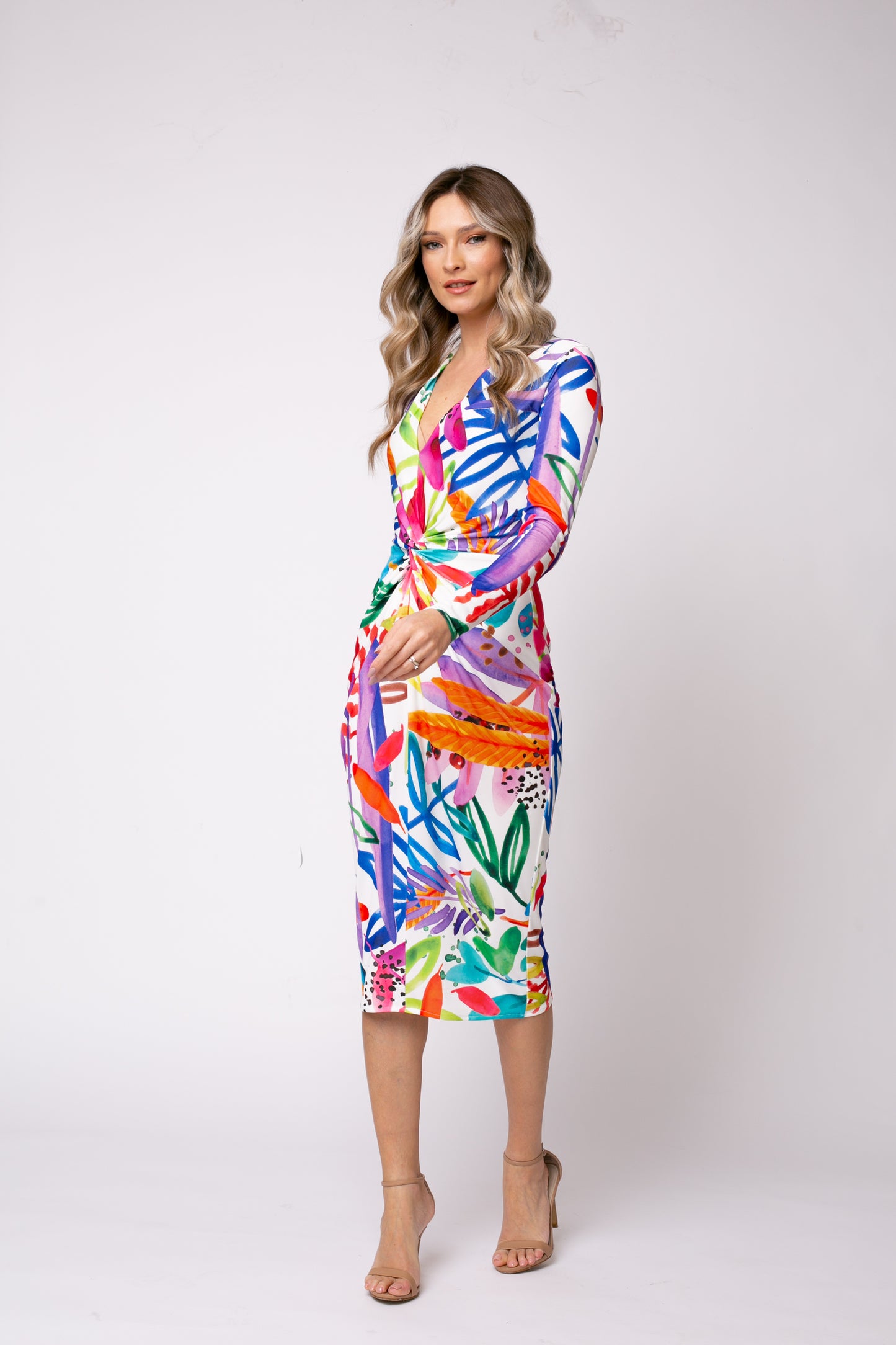 Rochie midi Mallorca cu print Capri