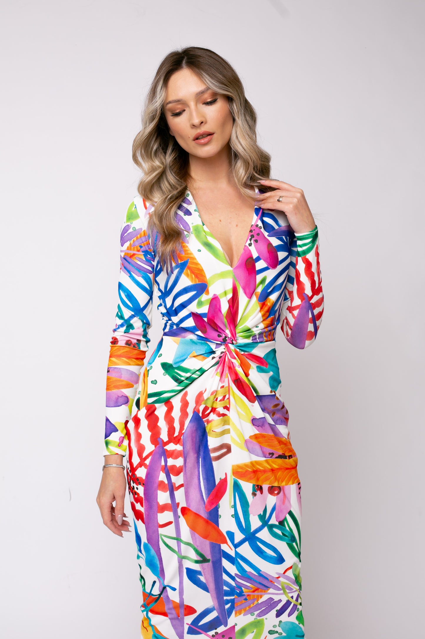 Rochie midi Mallorca cu print Capri