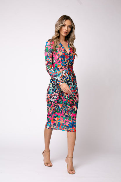 Rochie midi Mallorca cu print Barcelona